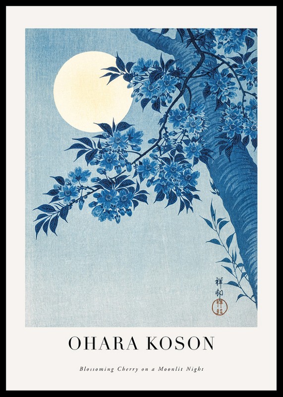 Blossoming Cherry On A Moonlit Night By Ohara Koson -0