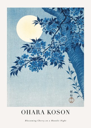 Poster Blossoming Cherry On A Moonlit Night By Ohara Koson 