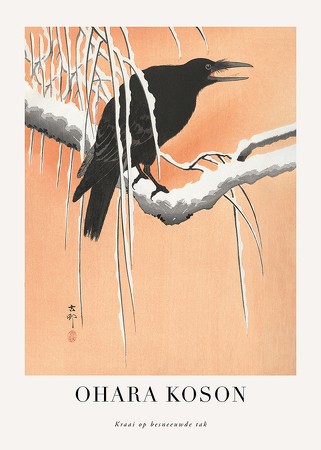 Poster Crow On Snowy Tree Branch No2 By Ohara Koson