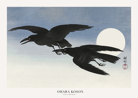 Poster Crows At Full Moon By Ohara Koson