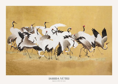 Poster Japanese Flock Of Cranes By Ishida Yūtei