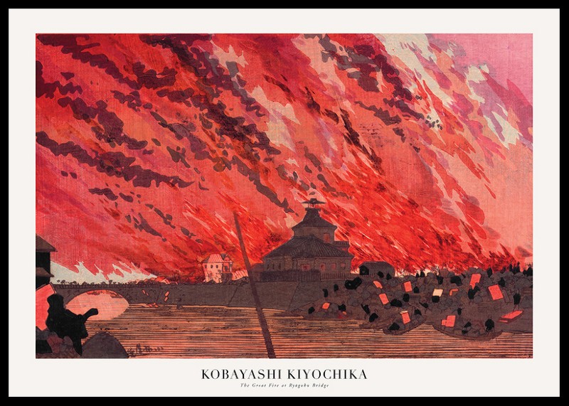 The Great Fire At Ryōgoku Bridge By Kobayashi Kiyochika-0