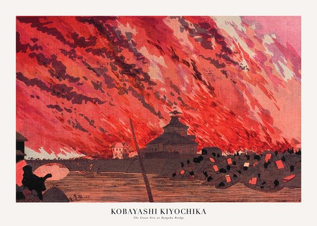 Poster The Great Fire At Ryōgoku Bridge By Kobayashi Kiyochika