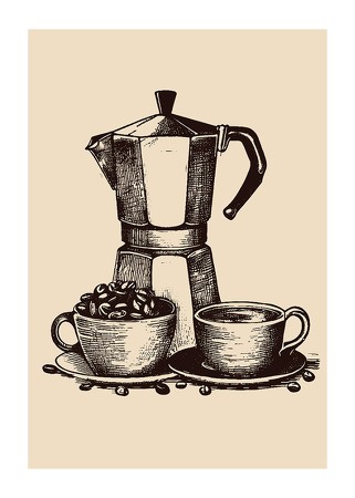 Poster Old Italian Coffee Maker