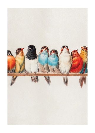 Poster Birds In A Row Portrait