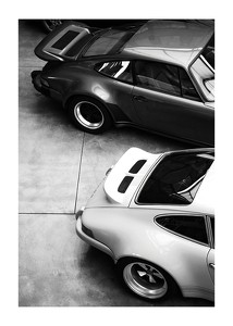 Poster Porsche Vintage B&W