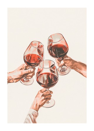 Poster Wine Toast Among Friends
