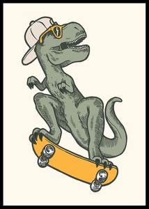 T-rex Dino Skateboarding-2
