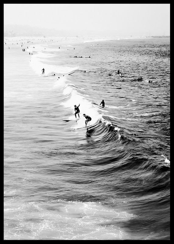 California Surfers On Waves B&W-2