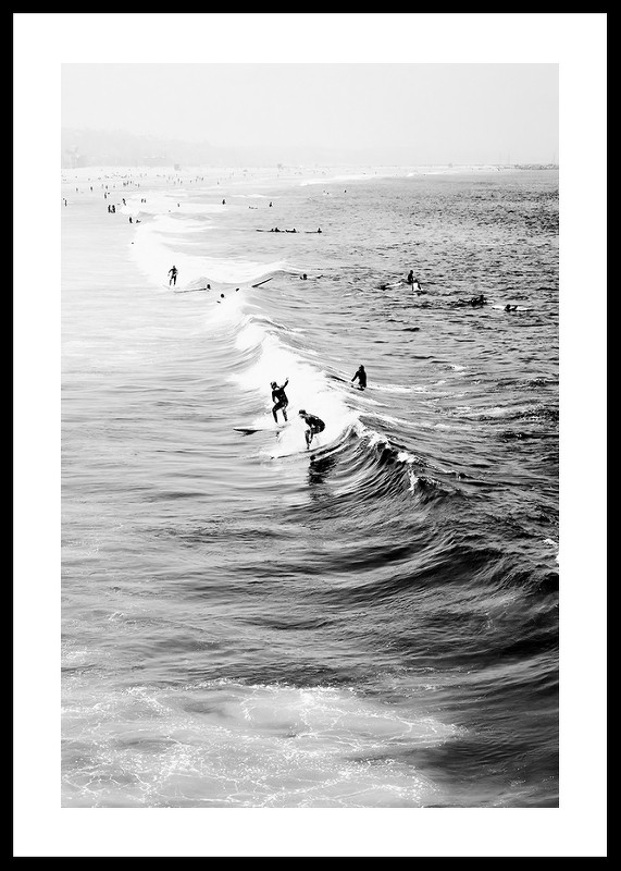 California Surfers On Waves B&W-0