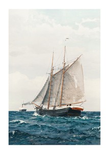 Poster Marine Med Sejlskib Og Dampskib By Benjamin Olsen