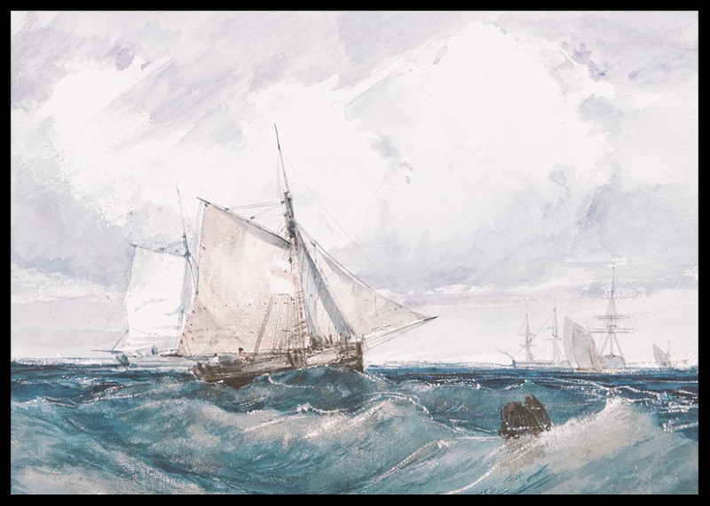 A Cutter And Other Shipping In A Breeze By Richard Parkes Bonington-2
