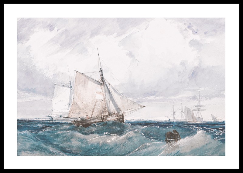 A Cutter And Other Shipping In A Breeze By Richard Parkes Bonington-0