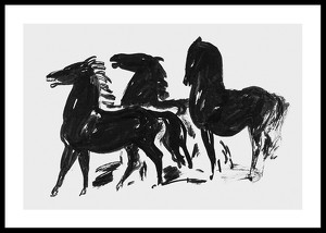 Drie Zwarte Paarden Staand Naar Links Kijkend By Leo Gestel-0