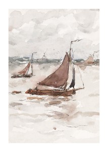 Zeilende Vissersschepen Op De Schelde By Carel Nicolaas Storm-1