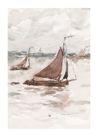 Poster Zeilende Vissersschepen Op De Schelde By Carel Nicolaas Storm