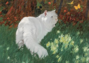 White Cat And Butterflies By Arthur Heyer-3