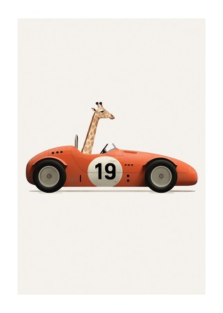Poster Giraffe In Toy Car