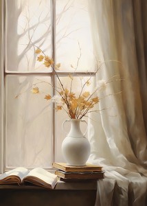 Vase And Flowers In A Window-3