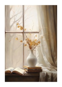 Vase And Flowers In A Window-1