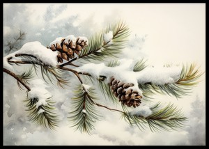 Snow Covered Pine Cones-2