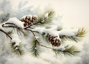 Snow Covered Pine Cones-3