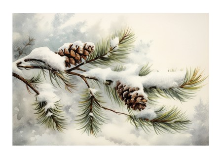Poster Snow Covered Pine Cones