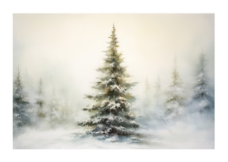 Poster Winter Morning Pine Tree