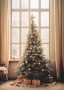 Christmas Tree By Window-3