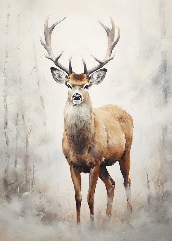 Watercolor Painted Deer-3