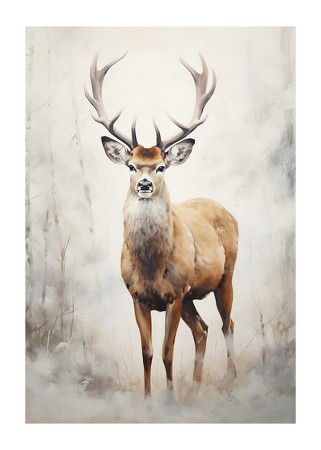 Poster Watercolor Painted Deer