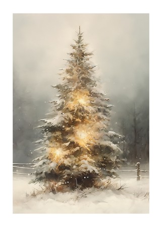 Poster Winter Tree With Lights