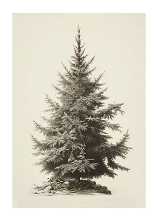 Poster Vintage Fir Tree