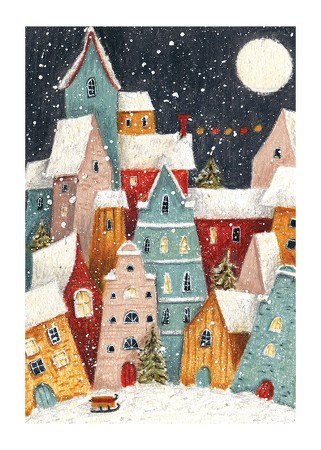 Poster Abstract Winter Village No1