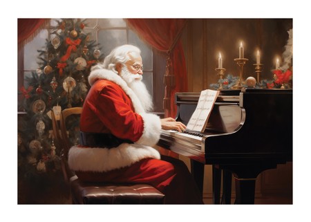 Poster Santa On The Piano