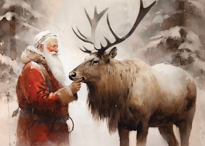 Santa And Reindeer-3