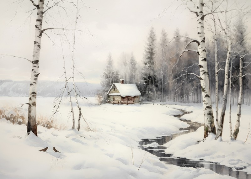 Cottage Winter Landscape-3