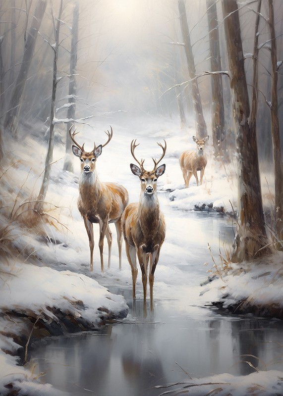 Roe Deer In Winter No1-3