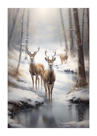 Poster Roe Deer In Winter No1