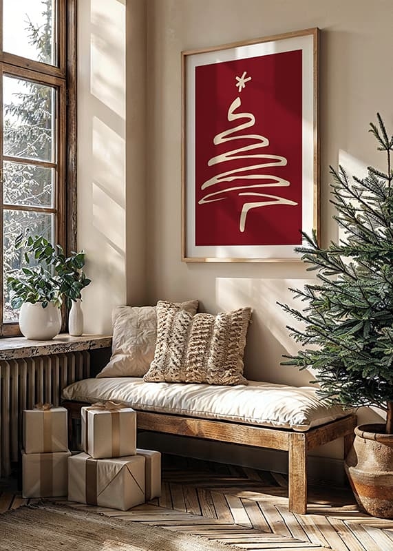 Poster Christmas Tree Line Art R&W crossfade