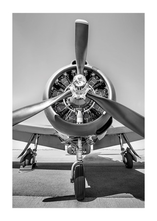 Poster Vintage Propeller Aircraft B&W