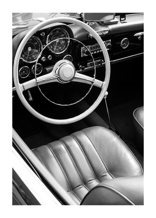Poster Vintage Car Seat B&W