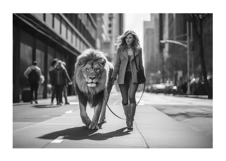 Poster Lion On A Leash