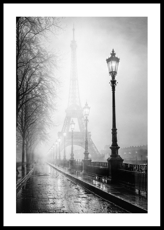 Paris In Fog B&W-0