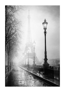 Poster Paris In Fog B&W