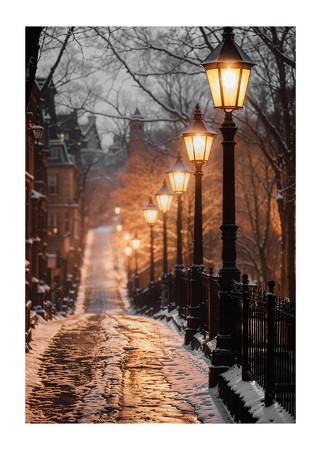 Poster Illuminated Winter Street