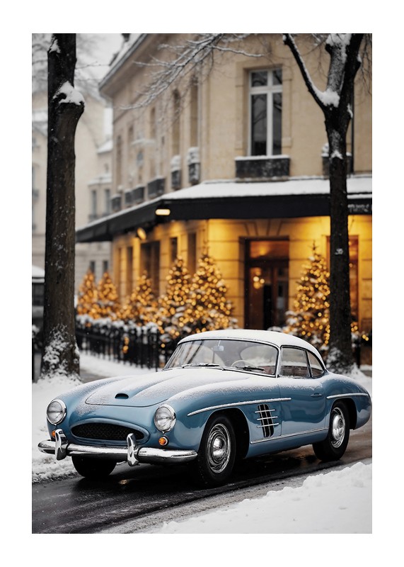 Vintage Car In Winter-1