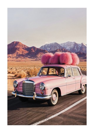 Poster Mercedes-Benz Vintage Pink