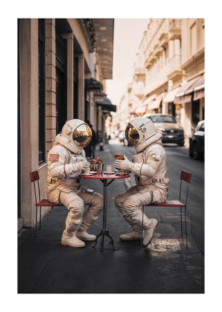 Poster Astronauts Getting Coffee