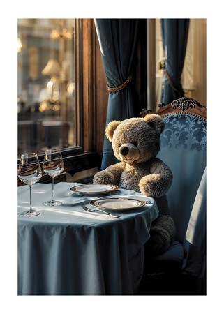 Poster Teddy At The Dining Table